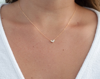 Dainty Gold Heart Necklace: 14k Gold Filled Cable Chain