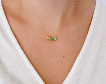 Personalized Family Birthstone Necklace: Dainty Gold Necklace