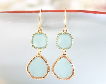 Aquamarine Teardrop Earrings: Gold Bridesmaid Jewelry