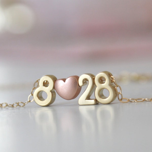 Dainty Gold Number Necklace: Personalized Date Jewelry
