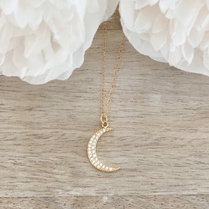 Dainty 14k Gold Filled Crescent Moon Necklace: Handmade Minimalist Jewelry