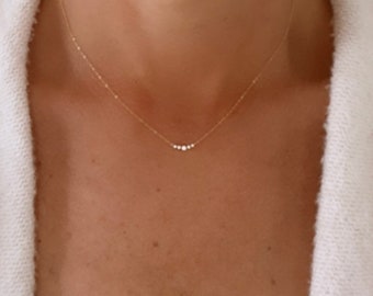 Tiny Gold Necklace, Dainty Gold Necklace, Gold necklace, CZ Necklace, Simple Necklace, Minimalist Necklace, Gifts for her, dainty necklace