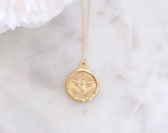 Bee Necklace, queen bee necklace, gifts for her, Minimalist jewelry, Dainty Necklace Gold Necklace Coin Necklace, mothers day gifts