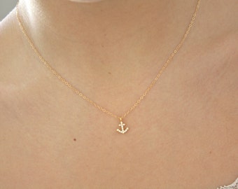 Tiny Gold Necklace, Dainty Necklace, Gold Anchor Necklace, Gifts for her, Minimalist, jewelry, Summer jewelry, handmade jewelry