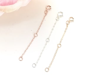 14k gold filled chain extender, sterling silver chain extender, rose gold chain extender, removable