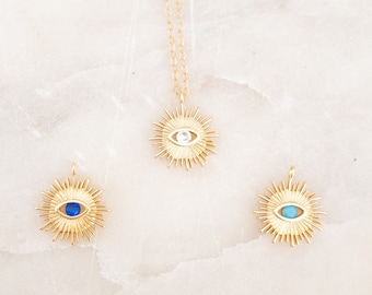 Evil Eye Necklace, 14k Gold Filled, CZ Gemstone