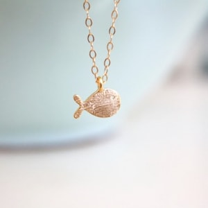 Dainty Gold Necklace, Tiny gold fish necklace, gold necklace, simple gold necklace, gifts for her, pisces necklace, swimmer gift