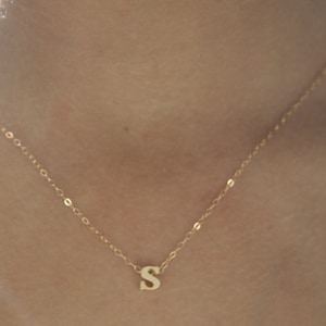 Gold tiny necklace, tiny letter necklace, dainty initial necklace, dainty gift necklace, initial necklace, gold initial necklace