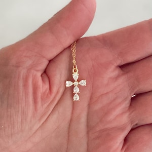 Cross Necklace, Gold Cross Necklace, Gold Necklace, Religious Necklace, Religious Gift Dainty Gold Necklace, Gifts for her confirmation gift