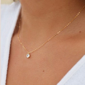 Tiny Gold Necklace, Dainty Gold Necklace, Gold necklace, CZ Necklace, Gifts for her, diamond Necklace, Minimalist Necklace, Bridal necklace