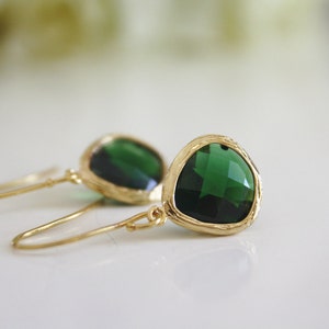 Emerald Earrings, gold earrings, May birthstone earrings, gifts for her, dainty earrings, handmade gifts, minimalist, birthstone jewelry