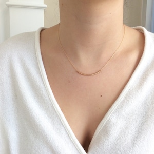 Dainty Curved Bar Necklace: 14K Gold Filled, Minimalist Jewelry