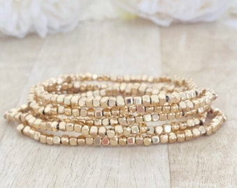 Gifts for her, Gold bead bracelet, beaded bracelet, gold bracelet, minimalist, layering bracelet, stretch bracelet, jewelry