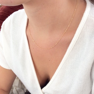 Gold Necklace, Dainty Gold Necklace, Ultra Dainty Simple Chain Necklace, Thin Gold Necklace Silver or Rose, Simple Necklace, Link Necklace