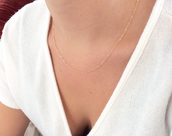 Gold Necklace, Dainty Gold Necklace, Ultra Dainty Simple Chain Necklace, Thin Gold Necklace Silver or Rose, Simple Necklace, Link Necklace