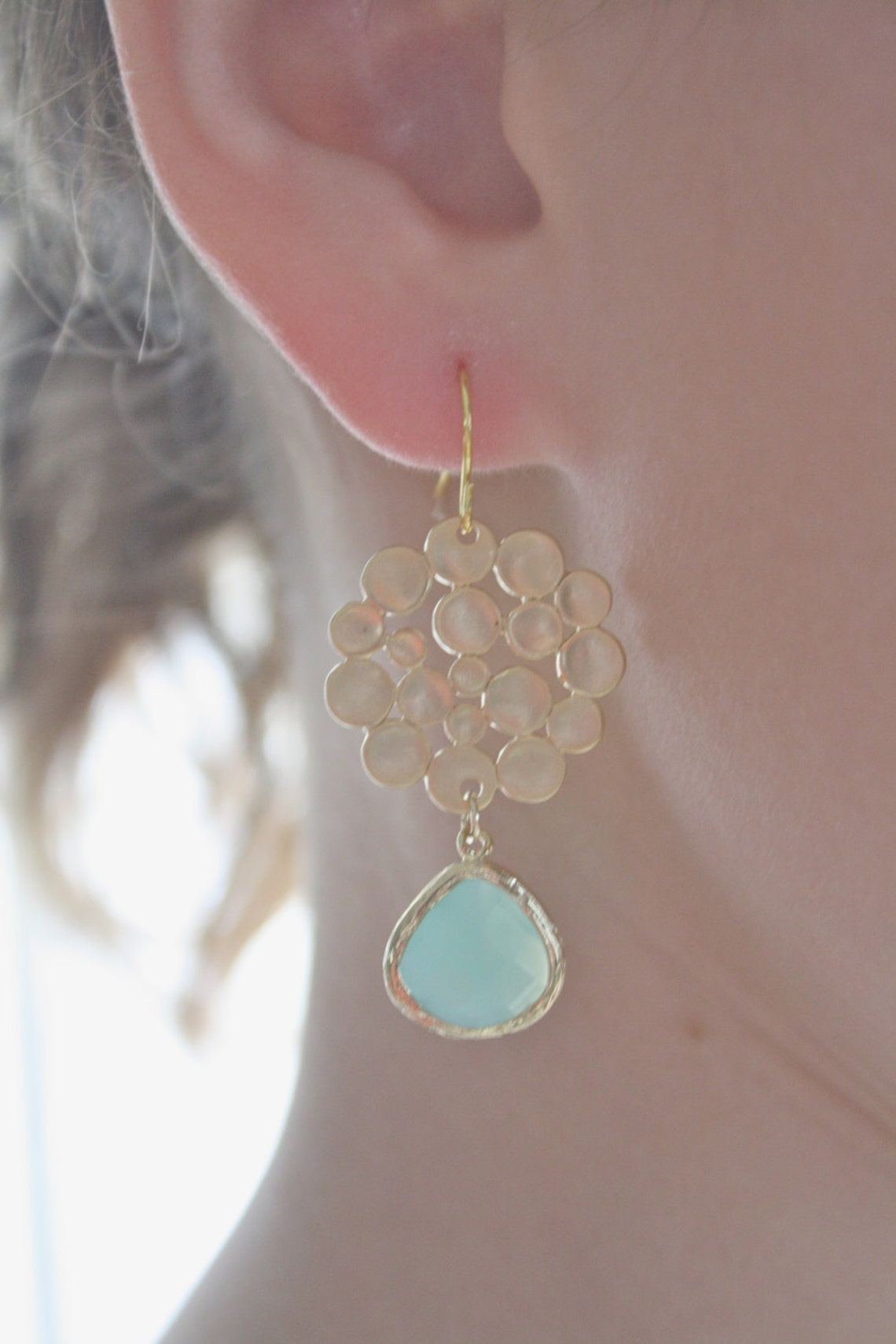 Gold Earrings Pastel Earrings Mint Earrings Birthday Gifts Etsy