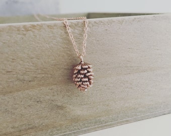 Rose Gold Necklace, rose gold pinecone Necklace Dainty Gold Necklace Best Friend Birthday Gift Bridesmaid gift BUZZFEED, Best seller