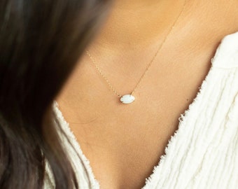 Dainty Rose Quartz Necklace: 14K Gold Filled Chain, Minimalist Jewelry