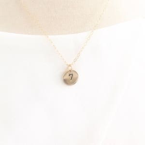 Gold Halskette, Nummer Halskette, Abzeichen Nummer Halskette, personalisierte Halskette, zierliche Gold Halskette, Geschenke für sie, gold filled Halskette