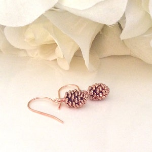 Rose Gold Earrings, pinecone earrings, Tiny Jewelry, dainty gold earrings, gifts for her, best friend gifts, minimalist, best selling item