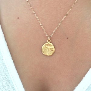 Dragonfly Necklace, Dragonfly jewelry, Gifts for her, Minimalist jewelry, Dainty Necklace, Gold Necklace, Coin Necklace