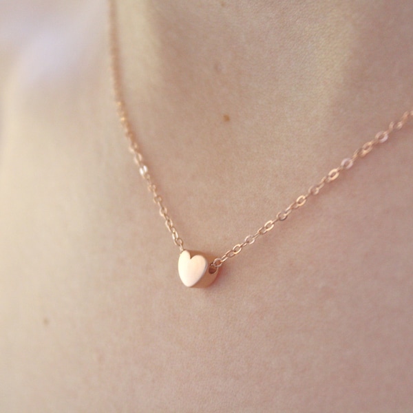 Rose Gold Necklace, Valentines day gift, Heart Necklace, dainty necklace, gifts for her, minimalist, handmade jewelry, simple necklace