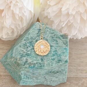 Opal necklace, opal jewelry, evil eye necklace, necklaces for women, gift for her, gift for mom, crystal necklace