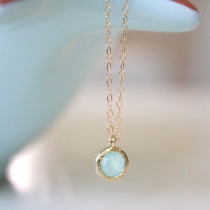 Tiny Necklace, Aquamarine jewelry, gift for mom, gifts for her, Handmade Jewelry, Gold Necklace, Wedding, Bridesmaid gifts