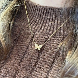 Tiny Gold Necklace, Dainty Gold Necklace, Gold necklace, Butterfly Necklace, Simple Necklace, Minimalist, Gifts for her, dainty necklace