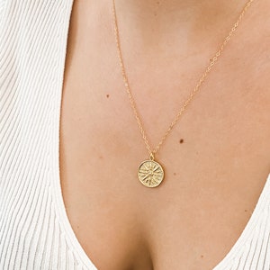 Gold Necklace, dainty necklace, dainty gold necklace, sun necklace, gifts for her, dainty gold jewelry, minimalist, handmade gift