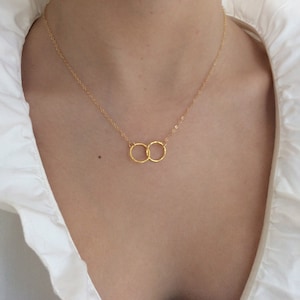 Dainty Gold Eternity Necklace: Handmade Interlocking Circle Pendant