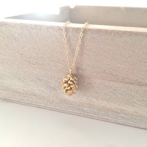 Dainty Gold Pine Cone Necklace: Minimalist Jewelry Gift
