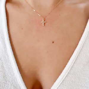 Gift Cross Necklace, Tiny Cross Necklace, Mini Cross Necklace, 14k Gold Filled Cross, Dainty Cross Necklace, Gift For her, Small Cross