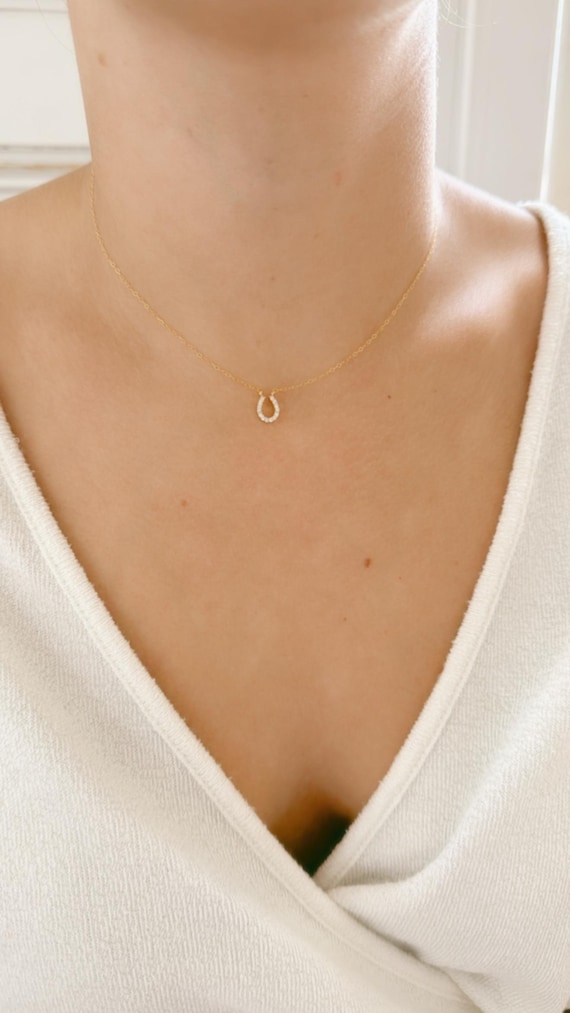 14k Yellow Gold Small Horseshoe Pendant Necklace - 5/8 Inch, 1.4 Grams, Pendant Only (No Chain) - View #8