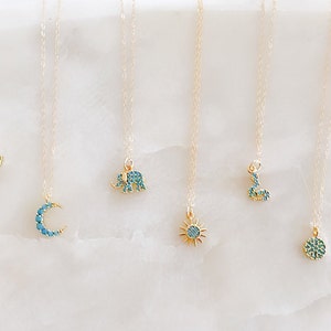 Tiny turquoise Necklace, elephant necklace, dainty turquoise necklace, gifts for her, dainty gold necklace, Dainty Necklace, tiny necklace