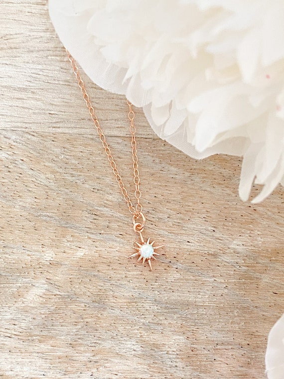 Opal Necklace Star Necklace Opal Star Necklace Rose Gold