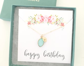 Birthstone Initial Necklace: Dainty Gold Filled Personalized Jewelry