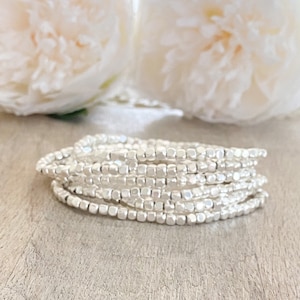 pulsera de plata, pulsera elástica de plata, pulsera de cuentas de plata, regalos para ella