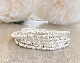 Silver Beaded Stretch Bracelet: Everyday Sparkle