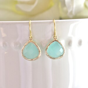 Dainty Gold Aquamarine Drop Earrings: Minimalist Jewelry