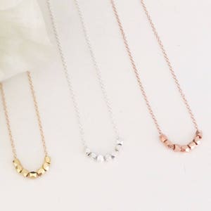 Tiny Beaded Necklace, Gold Necklace, Rose Gold Necklace, Dainty Gold Necklace, Gifts for her, minimalist jewelry, dainty jewelry