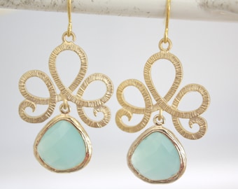 Dainty Aquamarine Gold Earrings: Handmade Jewelry