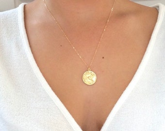 Gold Hummingbird Pendant Necklace, Delicate Vermeil Charm