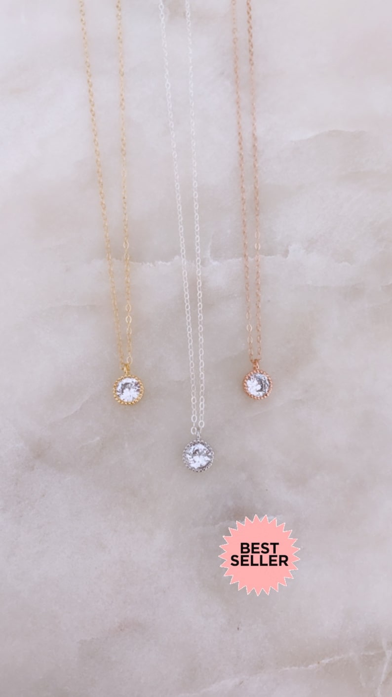 Tiny Rose Gold Necklace Dainty Rose Gold Necklace Rose Gold Etsy