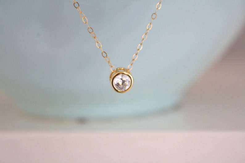 Dainty Necklace, Diamond Necklace, Gold Necklace, Gifts for her, minimalist, dainty gold necklace, handmade jewelry, gifts image 3