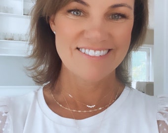 Dainty Gold Necklace, Cubic Zirconia Pendant, Gift for Women