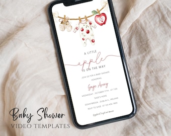 Apple Baby Shower Invitation: Animated Digital Evite (1080x1920px Digital Download)