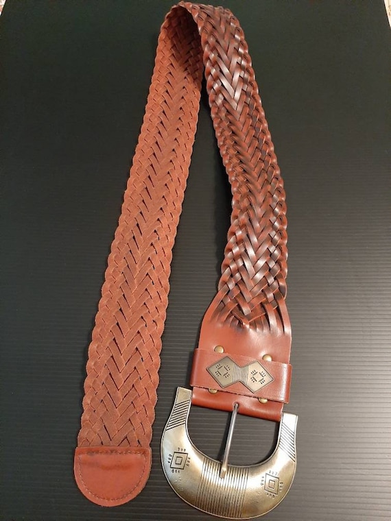 Vintage Gabi size Med leather belt. Southwest wov… - image 1