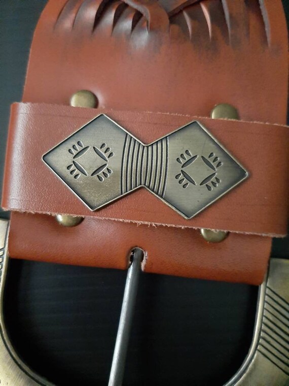 Vintage Gabi size Med leather belt. Southwest wov… - image 6