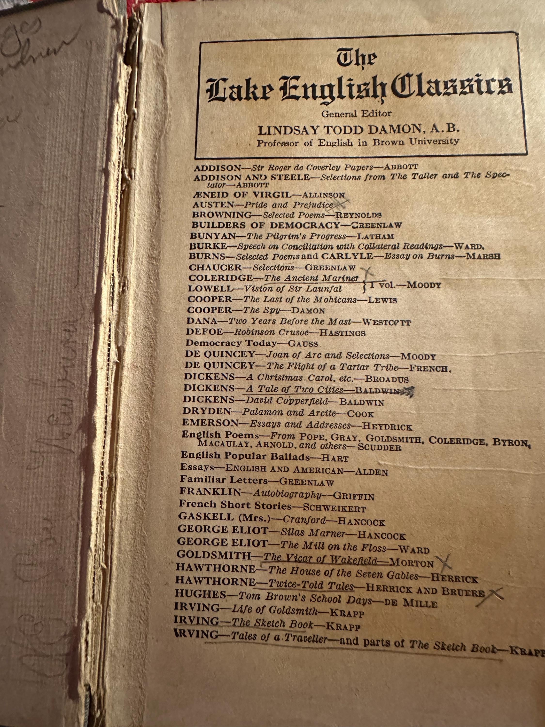 Antique English High School Textbook Types of the Short